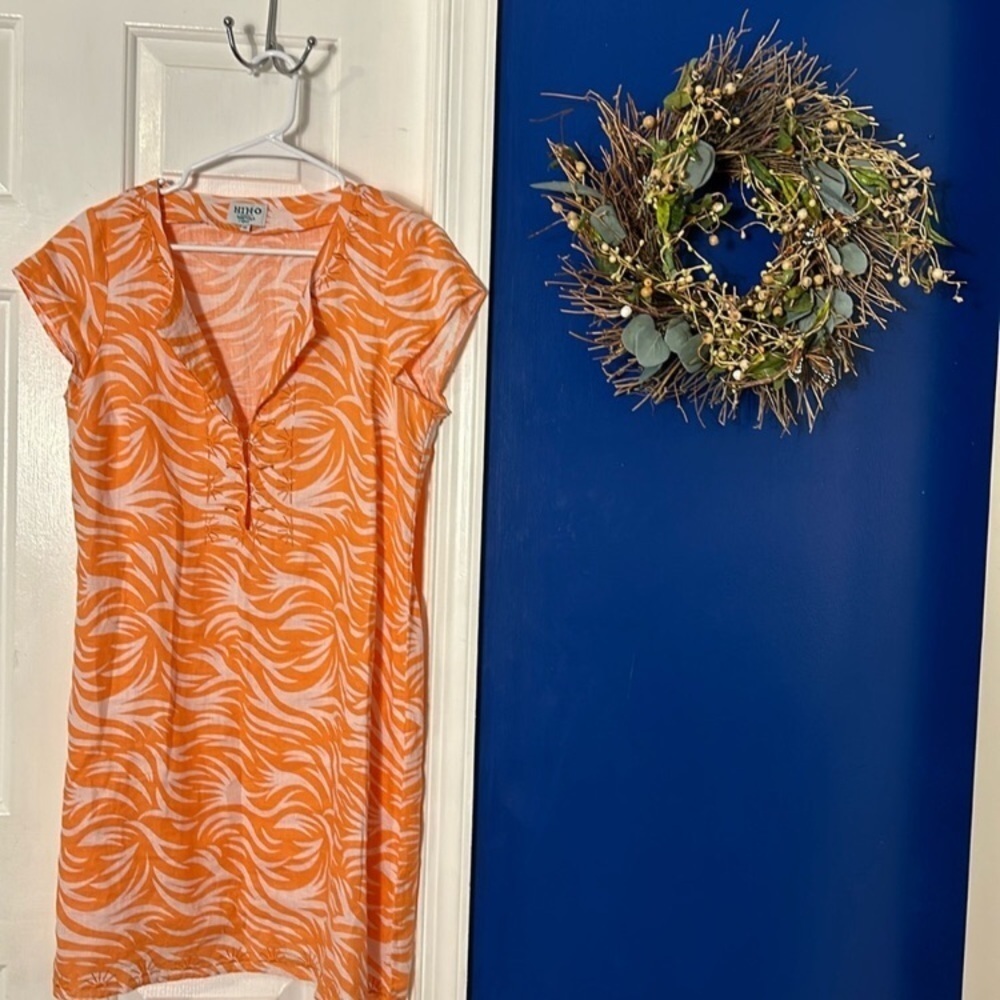 NWT HIHO Rachel Linen Dress in Papaya Wins - Picture 4 of 16